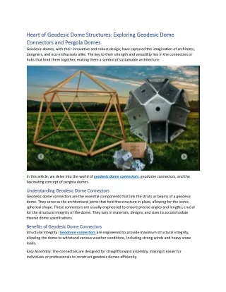 Heart of Geodesic Dome Structures Exploring Geodesic Dome Connectors and Pergola Domes