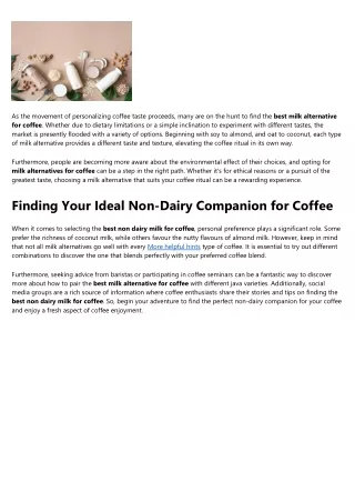 A Review Of milk alternatives for coffee