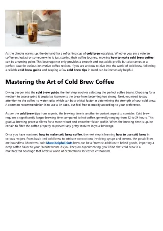 Not known Facts About how to use cold brew
