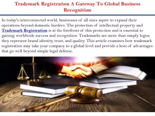 Trademark Registration A Gateway To Global Business Recognition