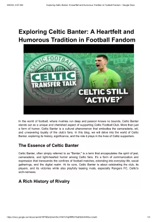 Exploring Celtic Banter-A Heartfelt and Humorous Tradition in Football Fandom