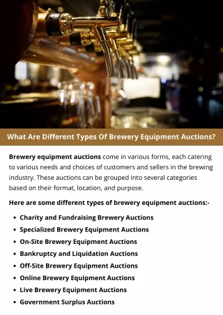 What Are Different Types Of Brewery Equipment Auctions?