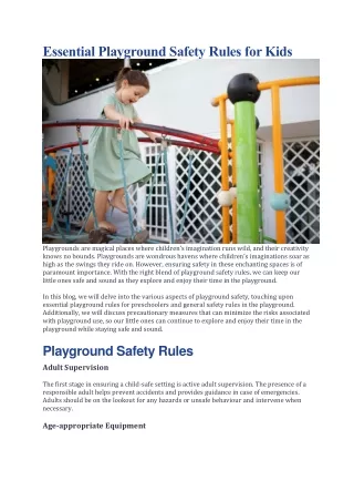 Essential Playground Safety Rules for Kids