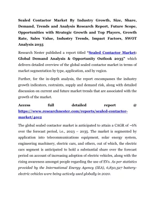 Sealed Contactor Market Top Players 2035