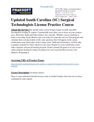 Updated South Carolina (SC) Surgical Technologists License Practice Course