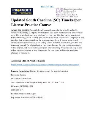 Updated South Carolina (SC) Timekeeper License Practice Course