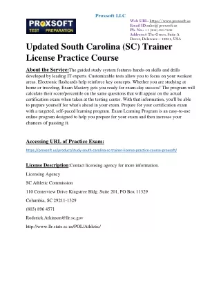 Updated South Carolina (SC) Trainer License Practice Course