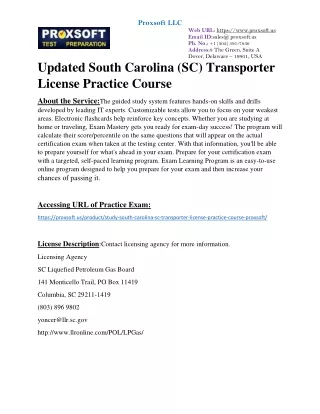 Updated South Carolina (SC) Transporter License Practice Course