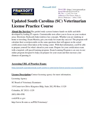 Updated South Carolina (SC) Veterinarian License Practice Course
