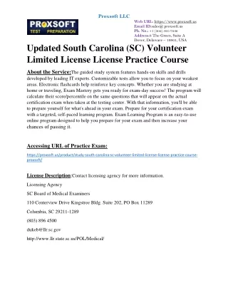Updated South Carolina (SC) Volunteer Limited License License Practice Course