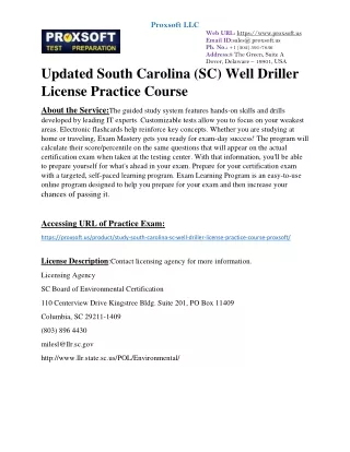 Updated South Carolina (SC) Well Driller License Practice Course