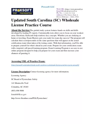 Updated South Carolina (SC) Wholesale License Practice Course