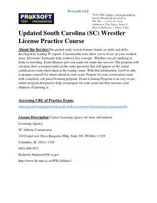 Updated South Carolina (SC) Wrestler License Practice Course