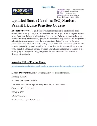 Updated South Carolina (SC) Student Permit License Practice Course