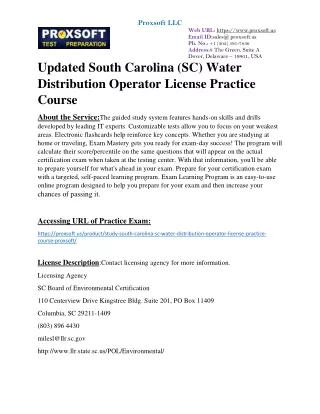 Updated South Carolina (SC) Water Distribution Operator License Practice Course