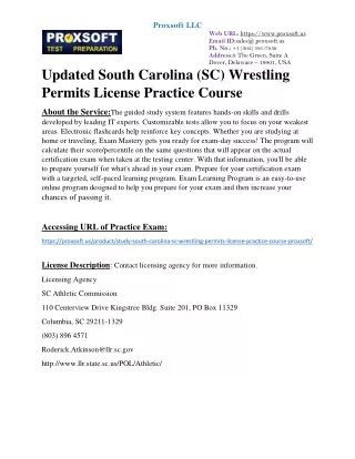 Updated South Carolina (SC) Wrestling Permits License Practice Course