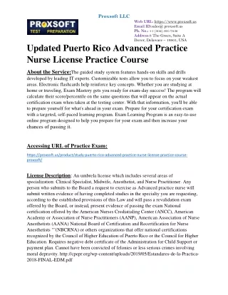 Updated Puerto Rico Advanced Practice Nurse License Practice Course