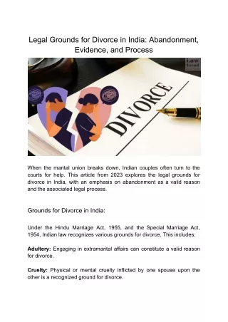 Legal Grounds for Divorce in India_ Abandonment, Evidence, and Process