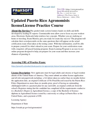 Updated Puerto Rico Agronomists license License Practice Course