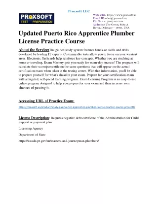 Updated Puerto Rico Apprentice Plumber License Practice Course