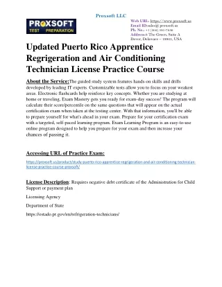 Updated Puerto Rico Apprentice Regrigeration and Air Conditioning Technician Lic