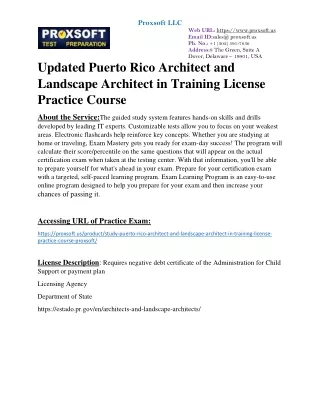 Updated Puerto Rico Architect and Landscape Architect in Training License Practi