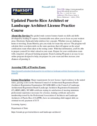 Updated Puerto Rico Architect or Landscape Architect License Practice Course