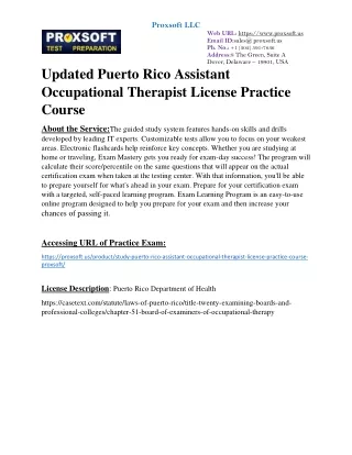 Updated Puerto Rico Assistant Occupational Therapist License Practice Course