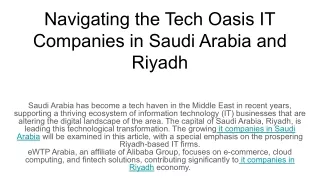 Navigating the Tech Oasis IT Companies in Saudi Arabia and Riyadh