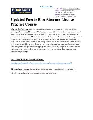 Updated Puerto Rico Attorney License Practice Course