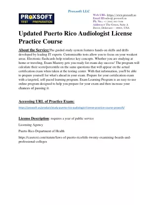 Updated Puerto Rico Audiologist License Practice Course