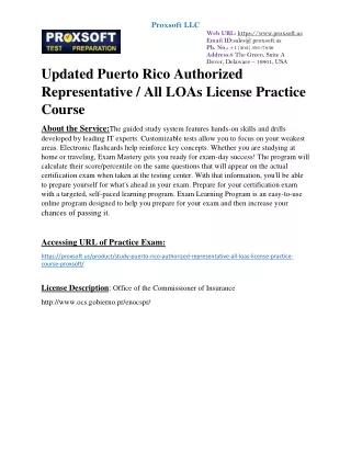 Updated Puerto Rico Authorized Representative / All LOAs License Practice Course