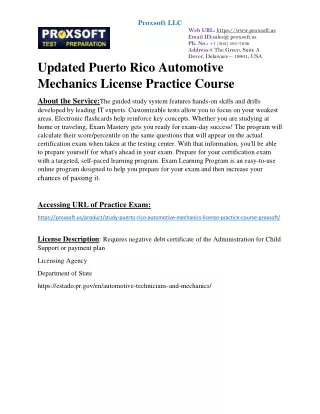 Updated Puerto Rico Automotive Mechanics License Practice Course