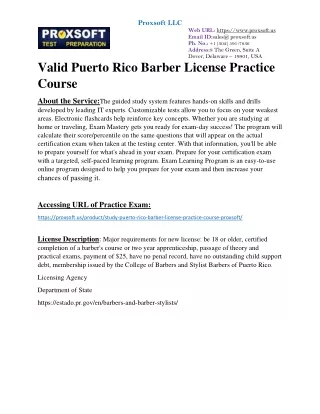 valid Puerto Rico Barber License Practice Course