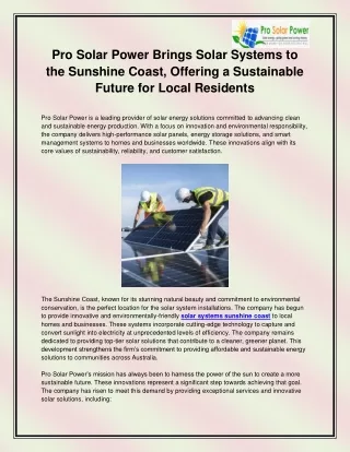 solar systems sunshine coast