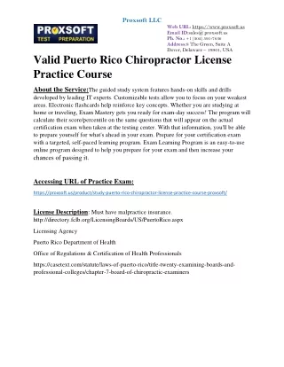 valid Puerto Rico Chiropractor License Practice Course