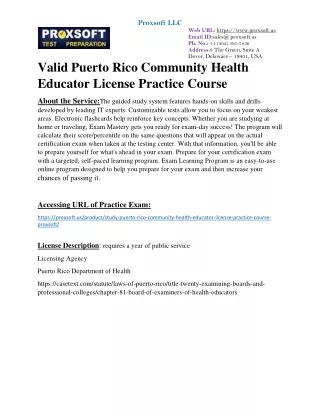 valid Puerto Rico Community Health Educator License Practice Course