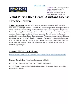 valid Puerto Rico Dental Assistant License Practice Course