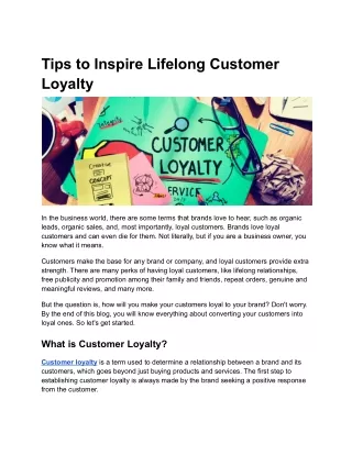 Tips to Inspire Lifelong Customer Loyalty