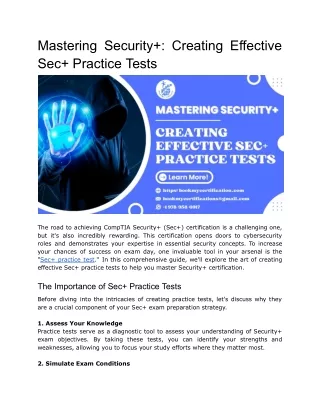 Mastering Security _ Creating Effective Sec  Practice Tests