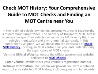 Check MOT History Your Comprehensive Guide to MOT Checks and Finding an MOT Centre near You
