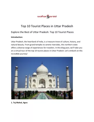 Top 10 tourist places in Uttar Pradesh