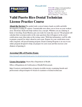 valid Puerto Rico Dental Technician License Practice Course