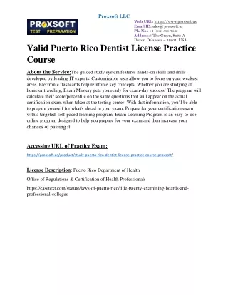 valid Puerto Rico Dentist License Practice Course