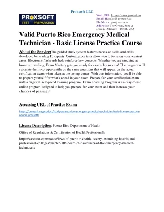 valid Puerto Rico Emergency Medical Technician - Basic License Practice Course