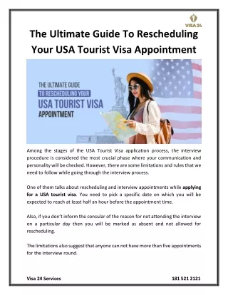 The Ultimate Guide To Rescheduling Your USA Tourist Visa Appointment