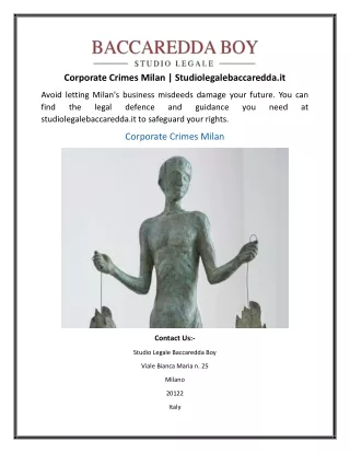 Corporate Crimes Milan | Studiolegalebaccaredda.it