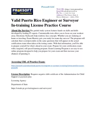 valid Puerto Rico Engineer or Surveyor In-training License Practice Course