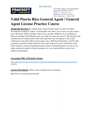 valid Puerto Rico General Agent / General Agent License Practice Course