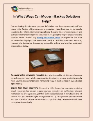In What Ways Can Modern Backup Solutions Help?